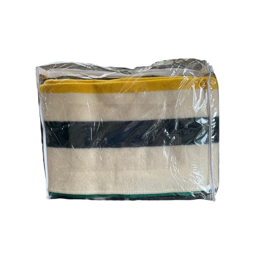 Vintage Northwest Traders 100% Wool Blanket in Cream Multi Stripe colors NEW - Picture 4 of 6